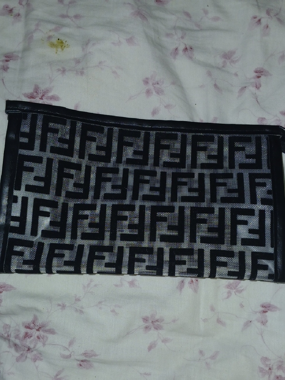 Black and Gray FF Logo Mesh Pouch/makeup Bag